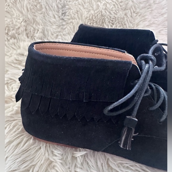 Ulla Johnson Adelaide Black Suede Lace Up Fringe Moccasin Booties Size 35 - Picture 6 of 12